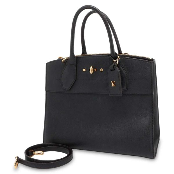 9395688 01 Louis Vuitton City Steamer MM Handbag Black