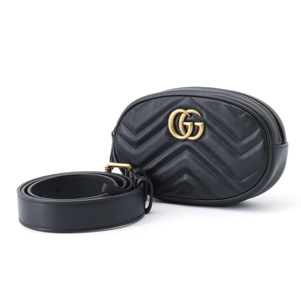 9396531 01 Gucci GG Marmont Quilted Waist Body Bag Black