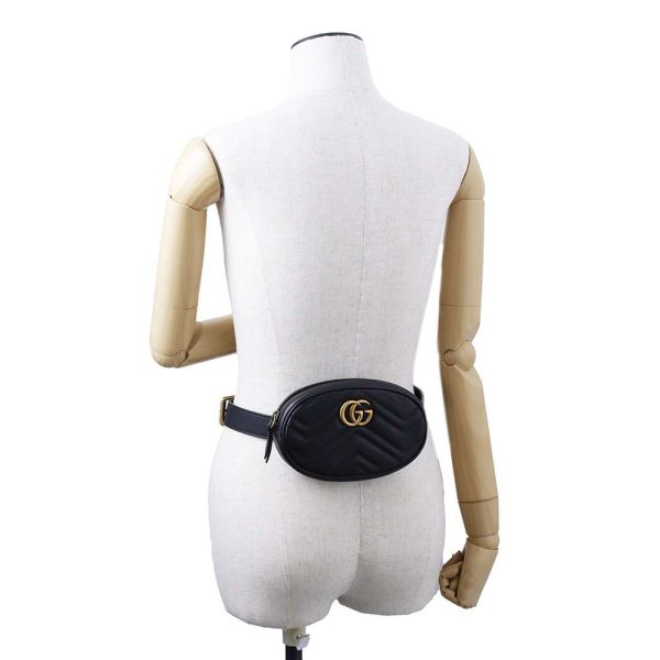 9396531 06 Gucci GG Marmont Quilted Waist Body Bag Black