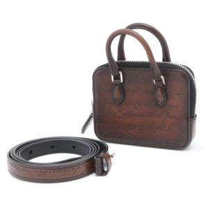 9399136 01 Berluti Pouch Angour Scritto Swipe Berluti Waist Bag Brown