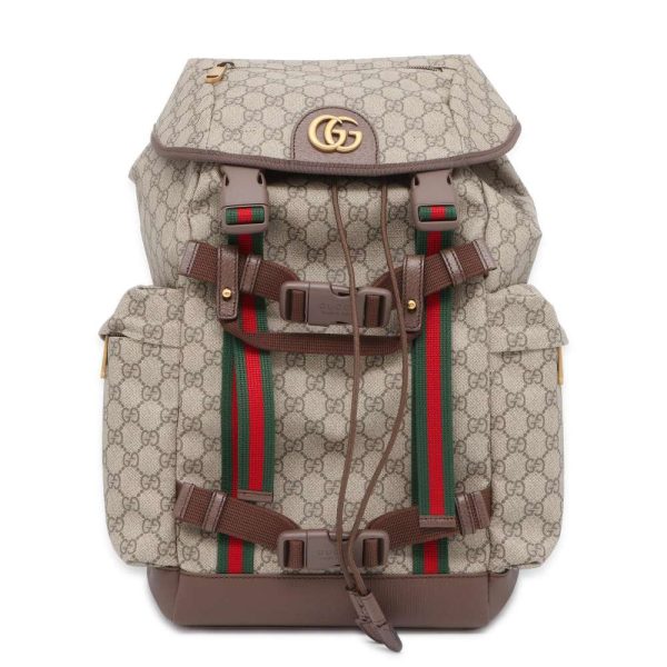 9421462 01 Gucci Skateboard Web GG Supreme Backpack beige