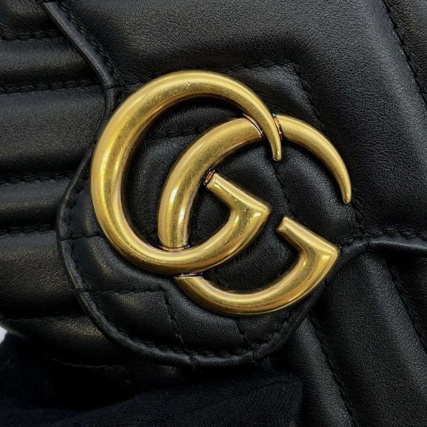 9431133 10 Gucci GG Marmont Quilted Double G Chain Wallet Black