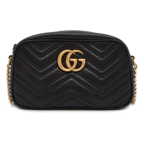 9431188 01 Gucci GG Marmont Quilted Shoulder Bag Black