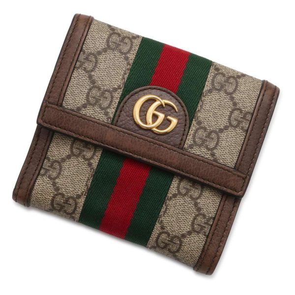 9444195 01 Gucci Ophidia French Flap Wallet BrownRed