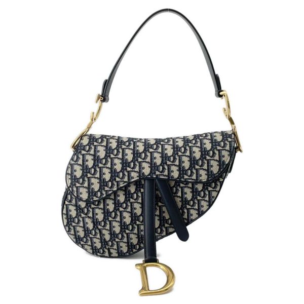 9456051 01 Christian Dior Oblique Trotter Saddle Shoulder Bag Navy