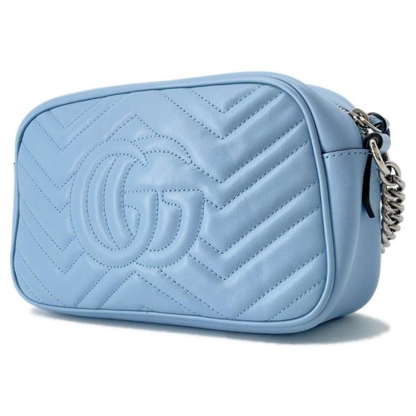 9460041 02 Gucci GG Marmont Quilted Chain Shoulder Bag Light blue