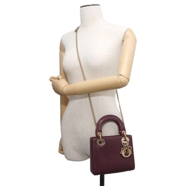 9462656 04 Christian Dior Lizard 2way Christian Handbag Bordeaux