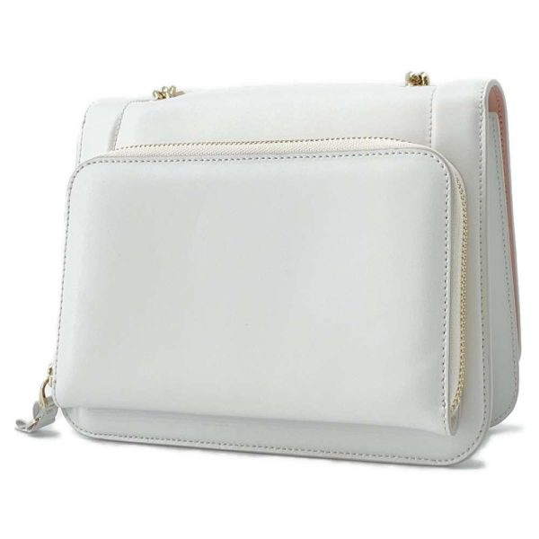 9462762 02 Salvatore Ferragamo Vara Ribbon Chain Shoulder Bag White