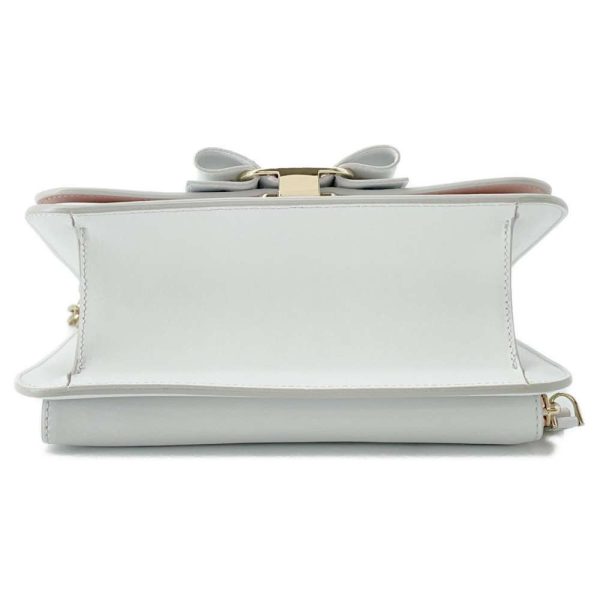 9462762 03 Salvatore Ferragamo Vara Ribbon Chain Shoulder Bag White