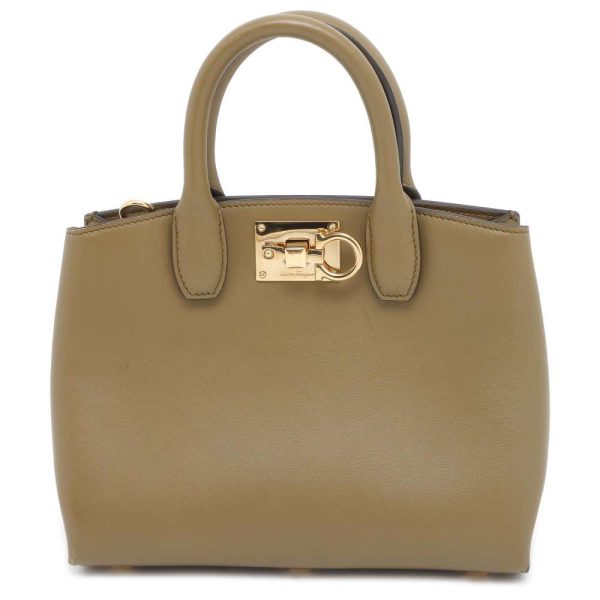 9462786 01 Salvatore Ferragamo Salvatore Gancini 2way Handbag Khaki