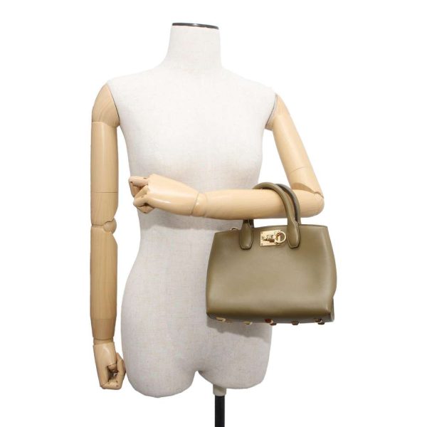 9462786 05 Salvatore Ferragamo Salvatore Gancini 2way Handbag Khaki