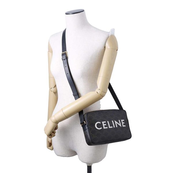 9463202 04 Celine Triomphe Messenger Shoulder Bag Black