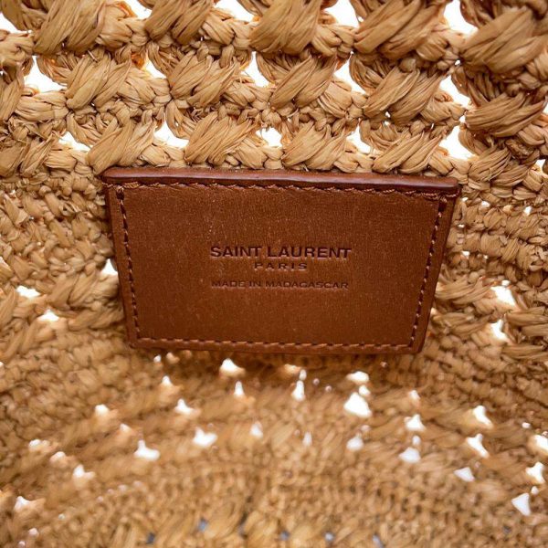 9463721 13 Saint Laurent Paris Pannier Crochet Raffia Basket Bag Beige Brown