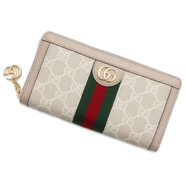 9495395 01 Gucci Ophidia Zip Around Long Wallet IvoryBeige