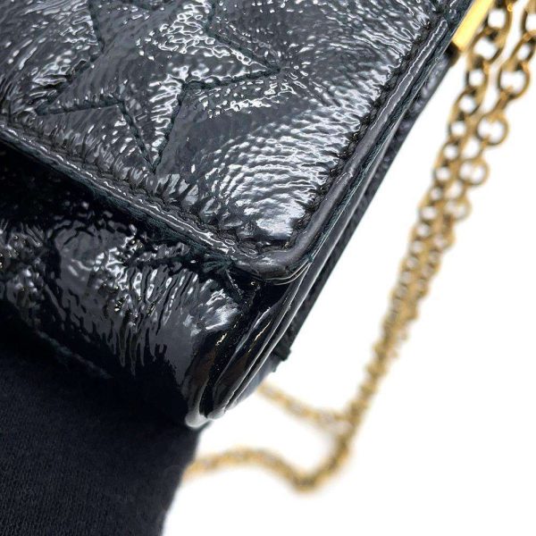 9503298 07 Saint Laurent Star Embossed Patent Chain Shoulder Bag Black