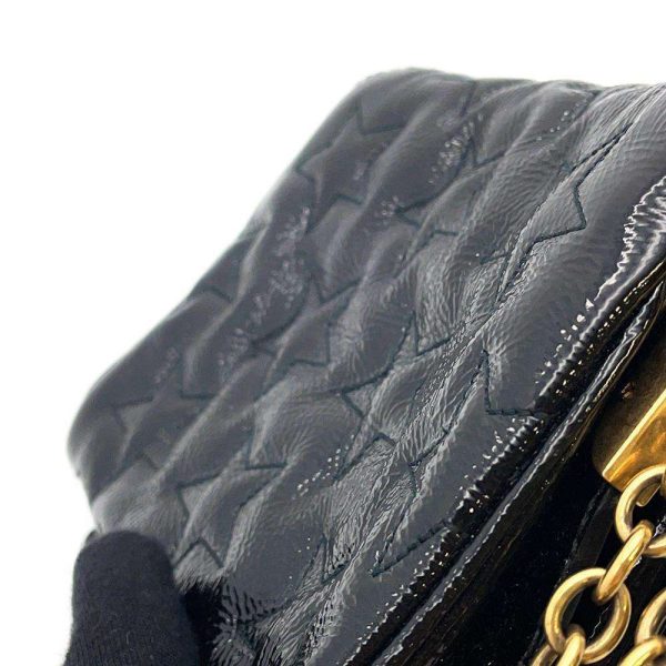 9503298 08 Saint Laurent Star Embossed Patent Chain Shoulder Bag Black