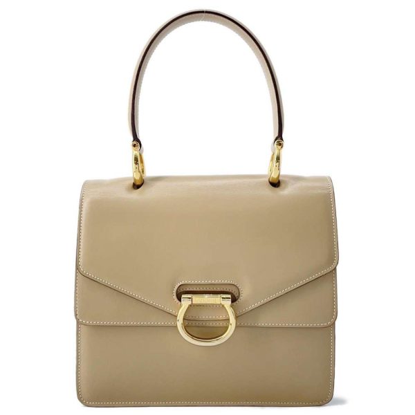 9503359 01 Celine Logo Double Flap Handbag Beige