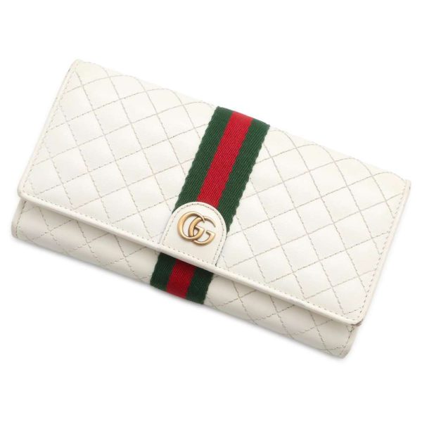 9503380 01 Gucci GG Marmont quilted long wallet white