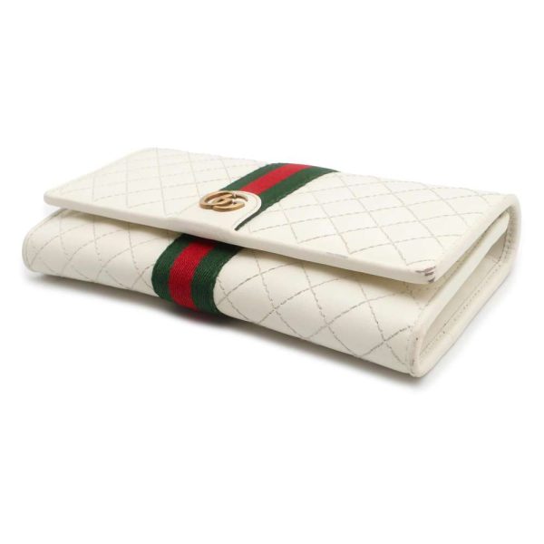 9503380 02 Gucci GG Marmont quilted long wallet white