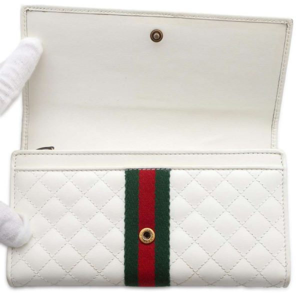 9503380 04 Gucci GG Marmont quilted long wallet white