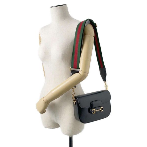 9504097 05 Gucci Horsebit 2way Web Crossbody Shoulder Bag Black