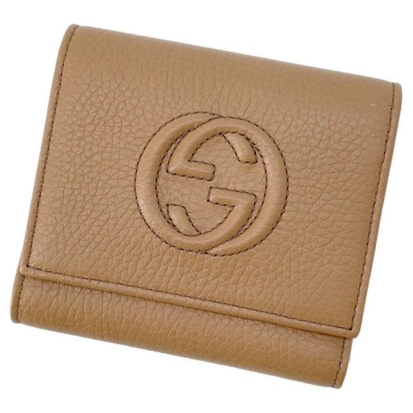 9521261 01 Gucci Soho Compact Trifold Wallet pink beige