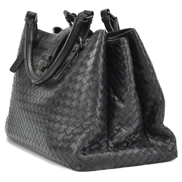 9523j290004 3 BOTTEGA VENETA Intrecciato Roma Tote Handbag Black