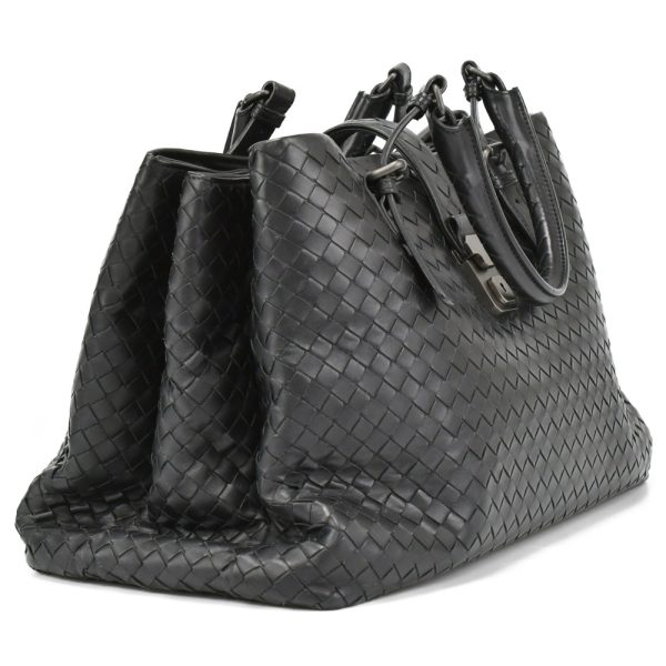 9523j290004 4 BOTTEGA VENETA Intrecciato Roma Tote Handbag Black