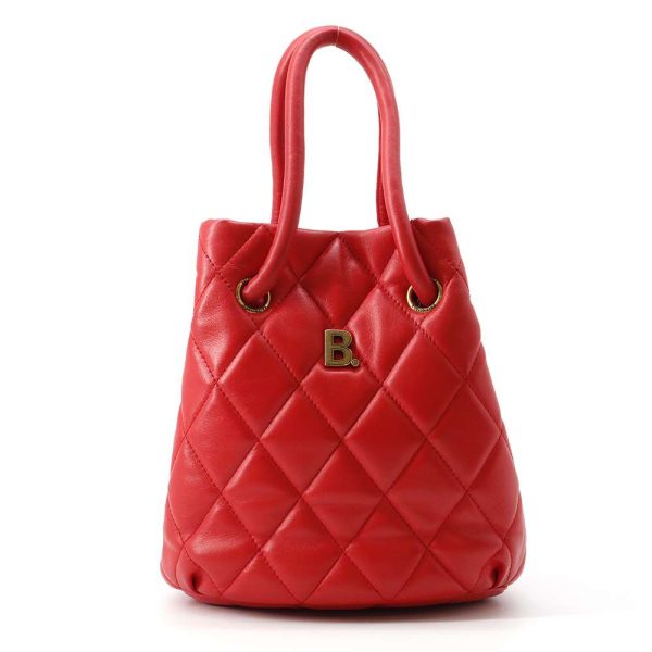 9536715 01 Balenciaga Quilted B Bucket 2way Shoulder Bag Red