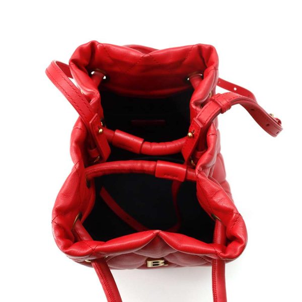 9536715 06 Balenciaga Quilted B Bucket 2way Shoulder Bag Red