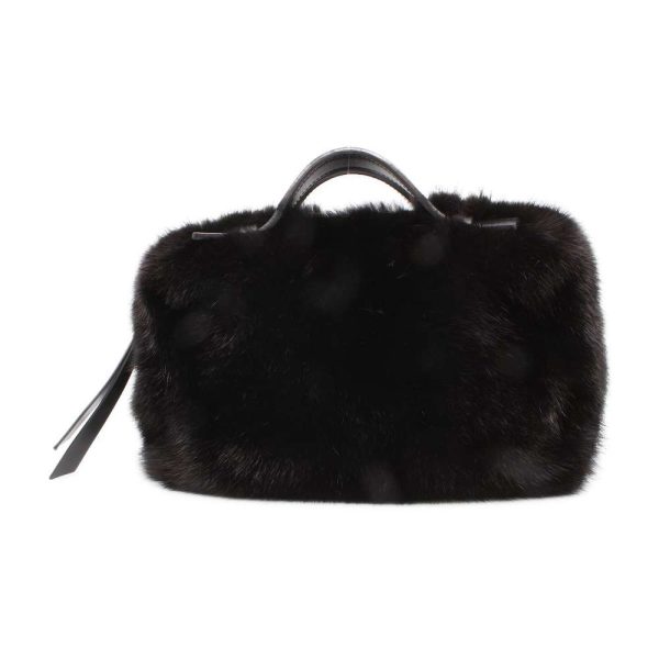 9536777 01 TODS Fur 2way Shoulder Bag Black