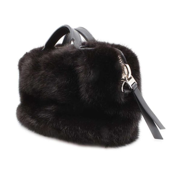 9536777 02 TODS Fur 2way Shoulder Bag Black