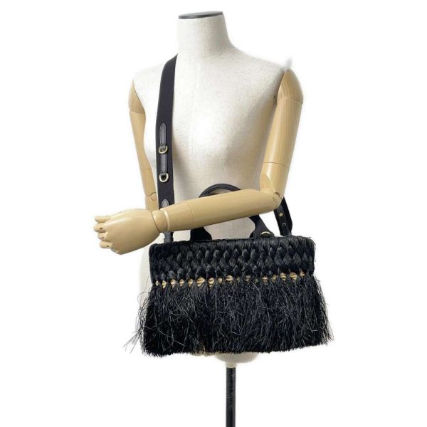 9536982 05 Prada Basket Bag Raffia Black