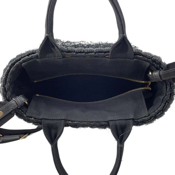 9536982 06 Prada Basket Bag Raffia Black