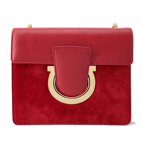 9537026 01 Salvatore Ferragamo Chain Shoulder Bag Red