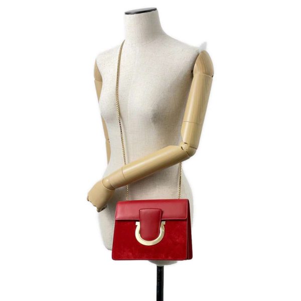 9537026 04 Salvatore Ferragamo Chain Shoulder Bag Red