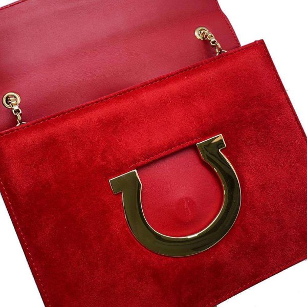 9537026 11 Salvatore Ferragamo Chain Shoulder Bag Red