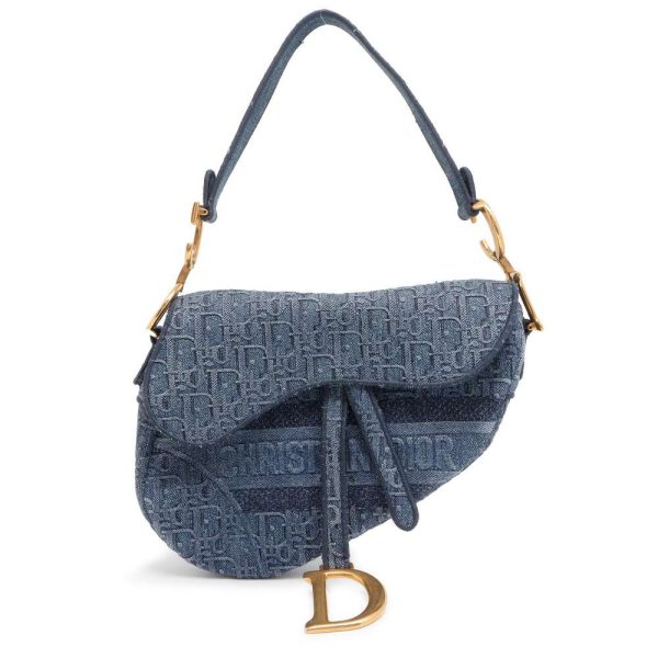 9537187 01 Christian Dior Oblique Saddle Shoulder Bag Blue