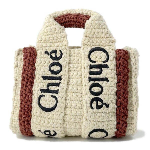 9537224 01 Chloe Nano Knit Woody Shoulder Bag Beige