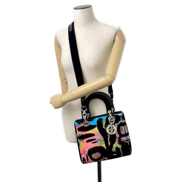 9537972 05 Christian Dior Velor Leather Art Medium 2 Way Hand Bag BlackMulticolor