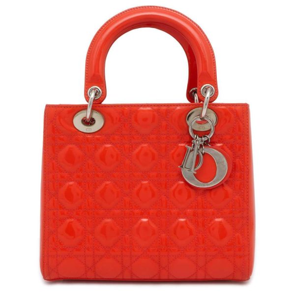 9537989 01 Christian DiorCannage Classic Patent Hand Bag Orange