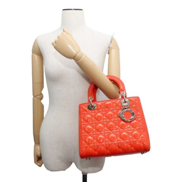 9537989 04 Christian DiorCannage Classic Patent Hand Bag Orange