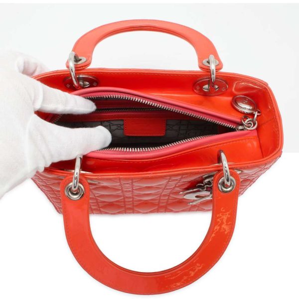 9537989 06 Christian DiorCannage Classic Patent Hand Bag Orange