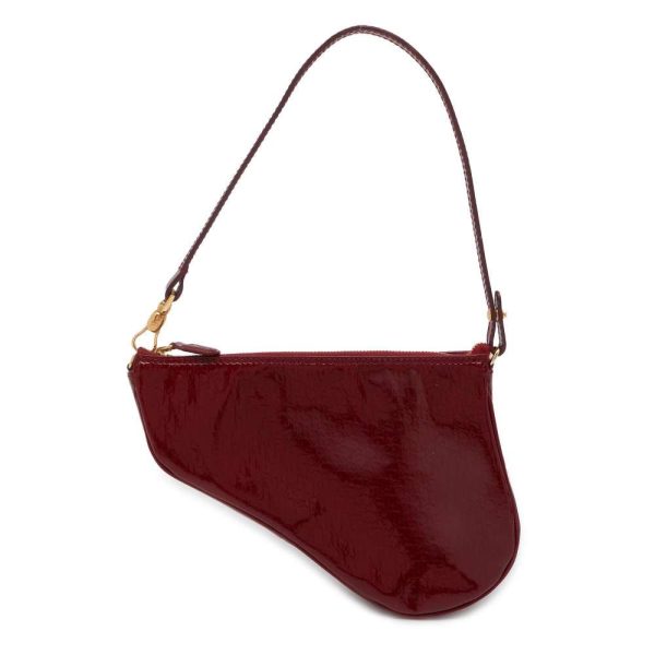 9538016 01 Christian Dior Saddle Oblique Patent Hand Bag Red