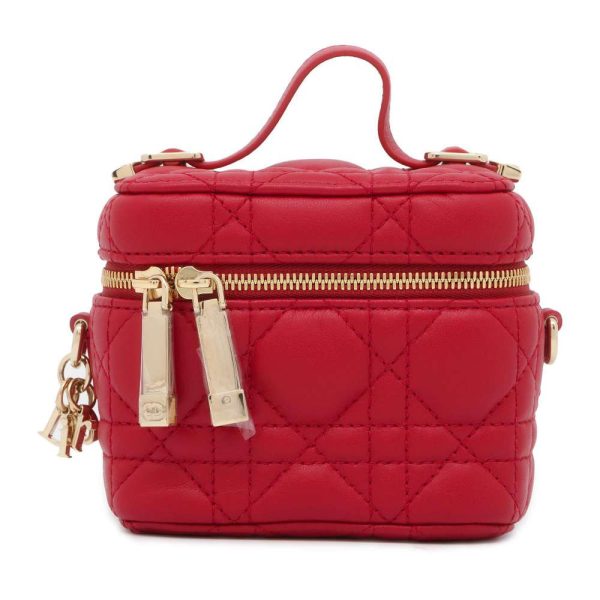 9538047 01 Christian Dior Cannage Vanity Pochette Shoulder Bag Red