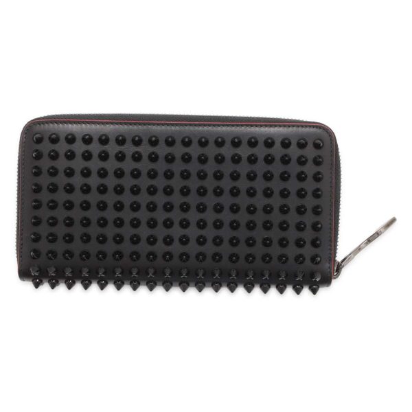 9538054 03 Christian Louboutin Panettone Spike Studs Round Zipper Long Wallet Black