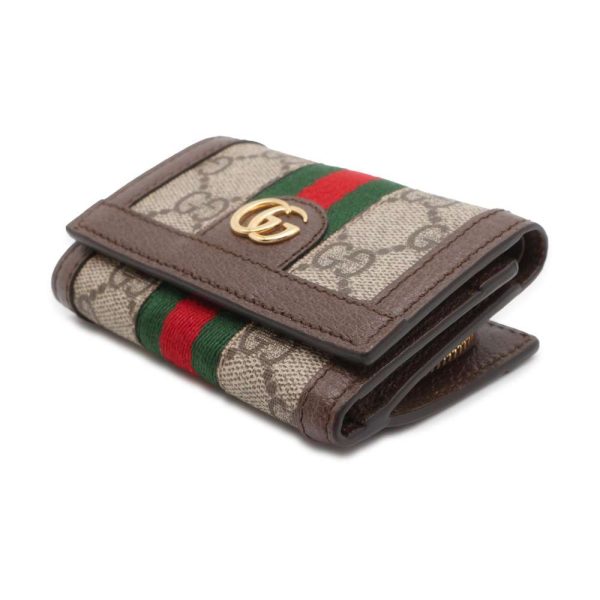 9538146 02 Gucci Ophidia Compact Trifold Wallet BeigeBrown