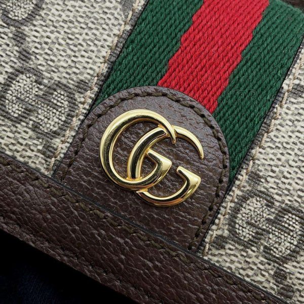 9538146 07 Gucci Ophidia Compact Trifold Wallet BeigeBrown