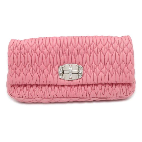 9538580 01 Miu Miu Nappa Crystal Matelasse Bijou 2way Shoulder Bag Pink