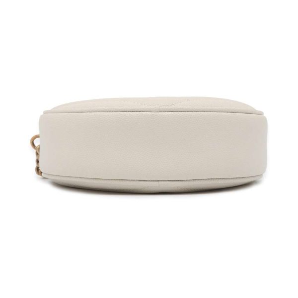 9541504 03 Saint Laurent Paris Vinyl V Stitch Chain Shoulder Bag Ivory